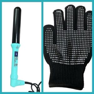 Nutika Tourmaline Ceramic 1” Curling Wand Xtra Long Swivel Cord & Heat Glove